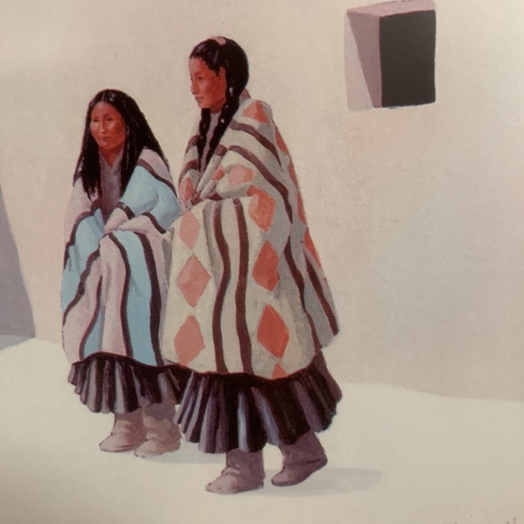 🔥American Southwest lithograph depicting Pueblo Indian White Adobe Village 🖼️ - Picture 3 of 5